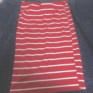 Red and White Striped pencil skirt